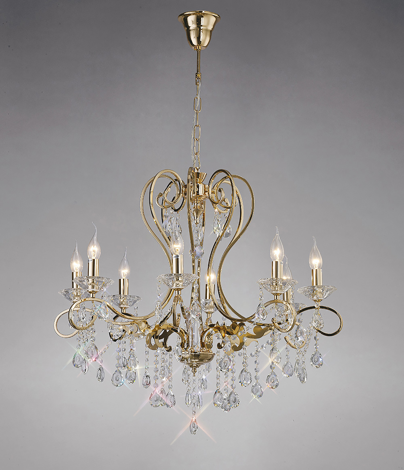 IL32068  Vela Crystal Chandelier 8 Light French Gold